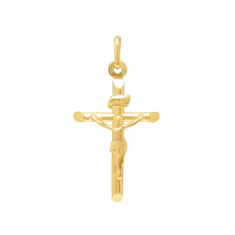 Bevelled Edges Crucifix Cross Pendant in 9ct Yellow Gold