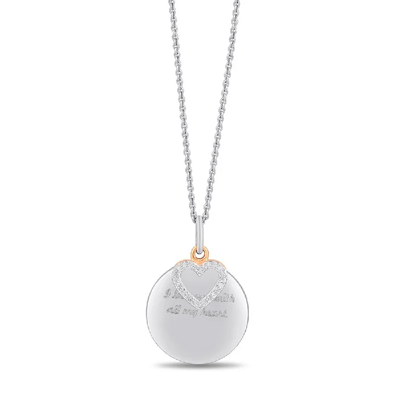 Heart and Disc Necklace with 0.05ct of Diamonds in Sterling Silver