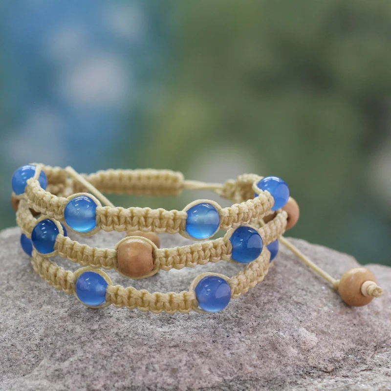 Peaceful Mind Fair Trade Macrame Chalcedony Beaded Bracelet