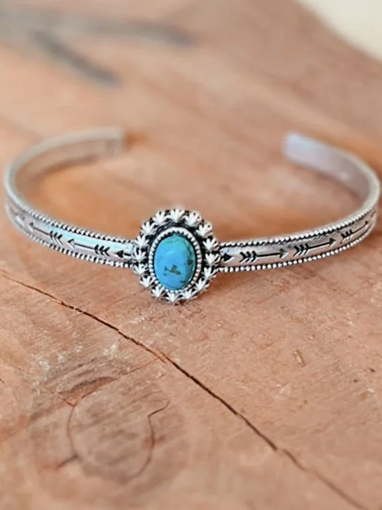 Oval Turquoise Stone Cuff Bracelet