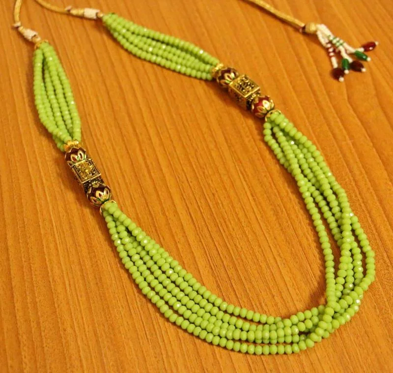 Antique LookMeenakari Green Beads Necklace