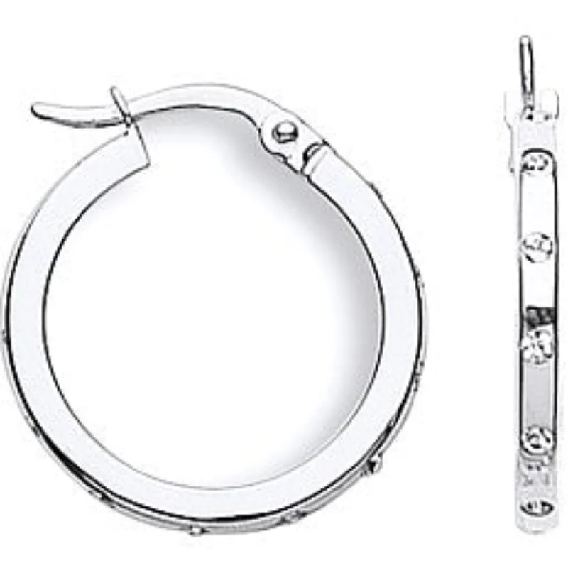 Cz Hoop CZ Earrings 19mm - 9ct White Gold