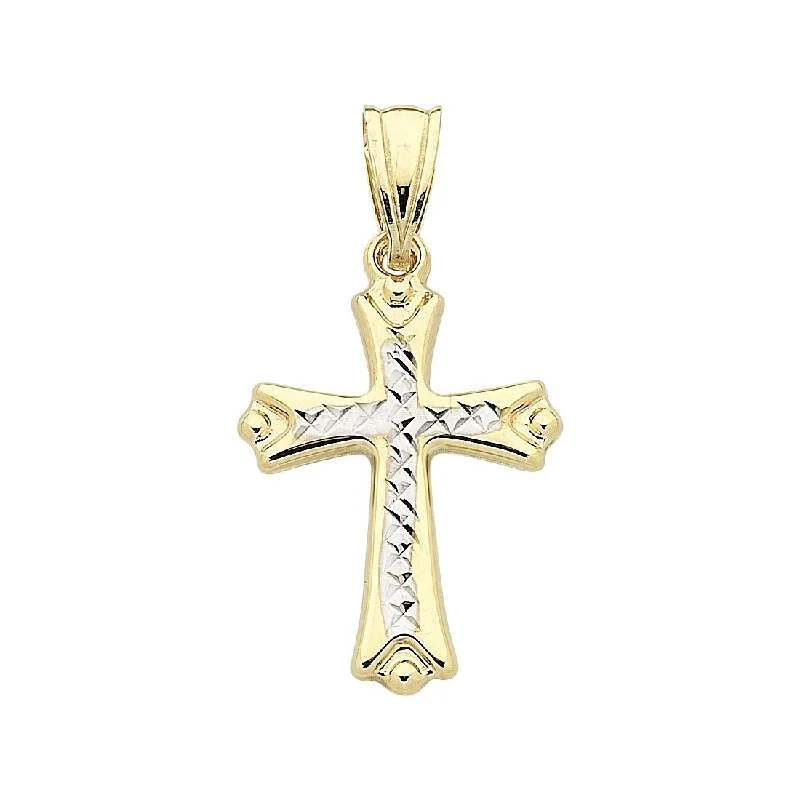 9ct Two Tone Gold Cross Pendant