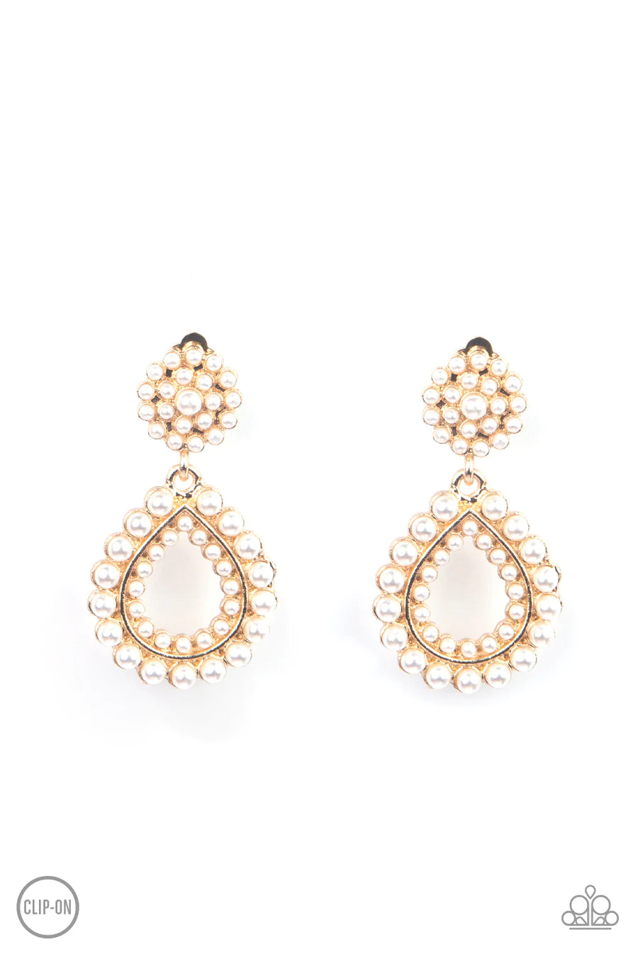 Discerning Droplets - Gold Pearl Clip On