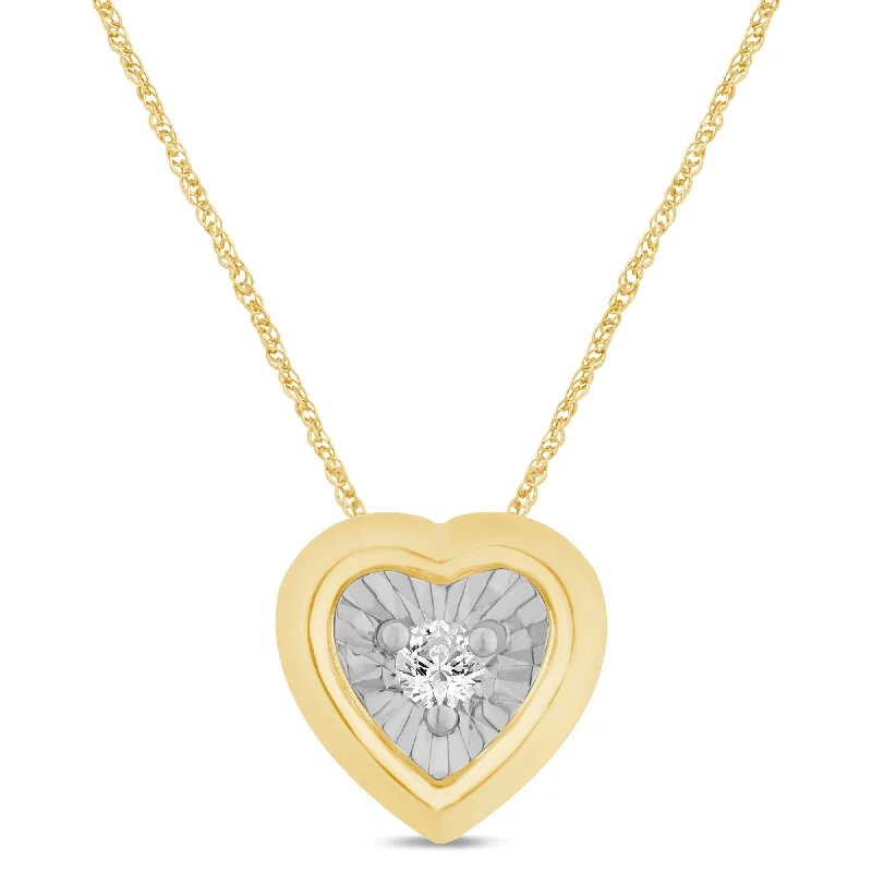 Diamond Set Miracle Surround Heart Necklace in Yellow Gold