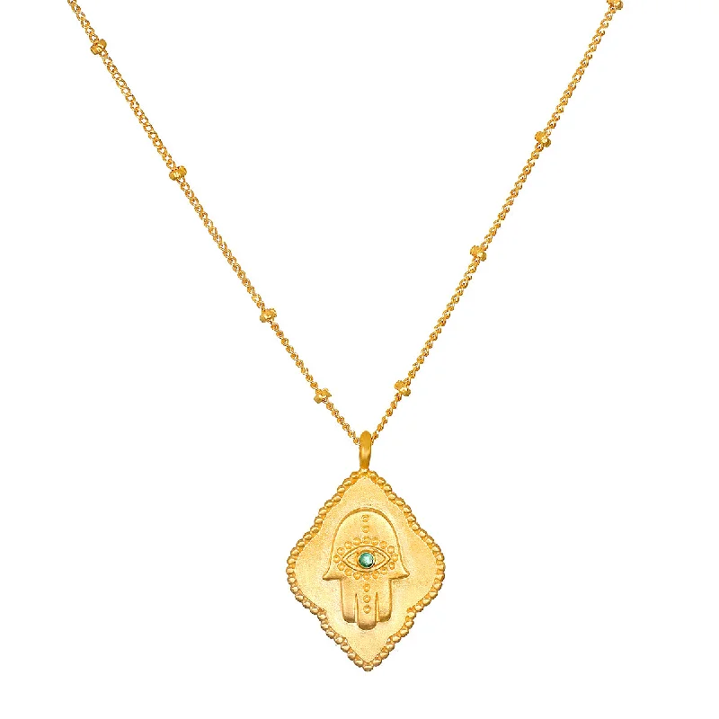 Cradled in Protection Gold Hamsa Necklace