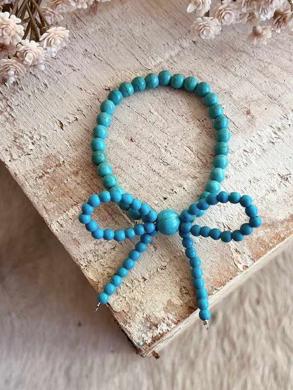 Turquoise Beaded Bow Stretch Bracelet