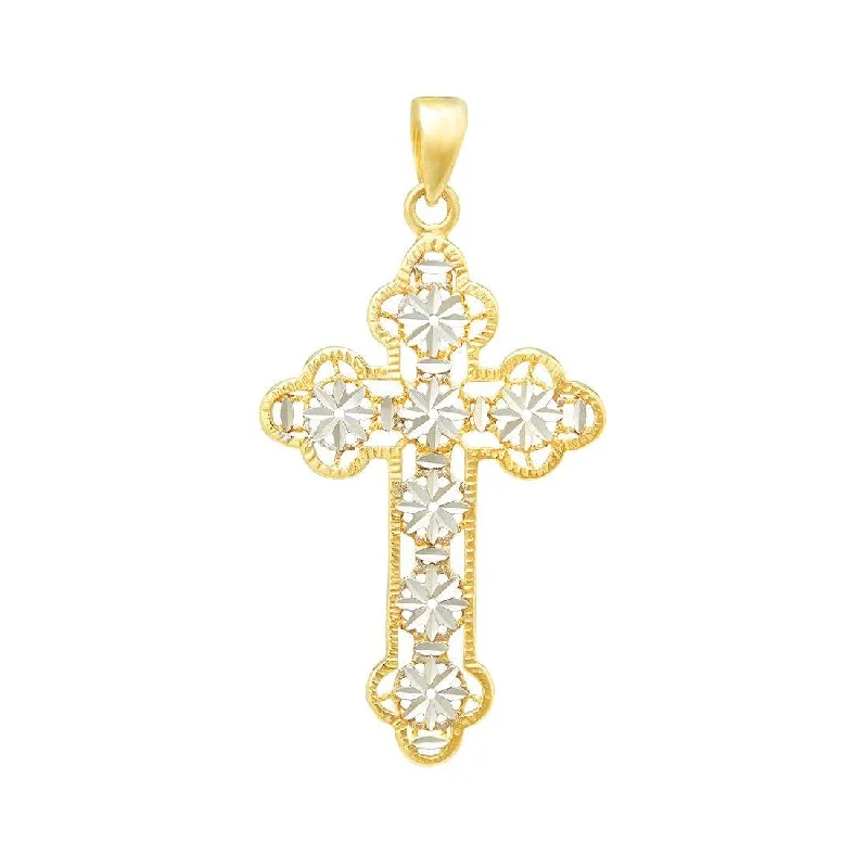 9ct Yellow Gold Two Tone Fancy Cross Pendant