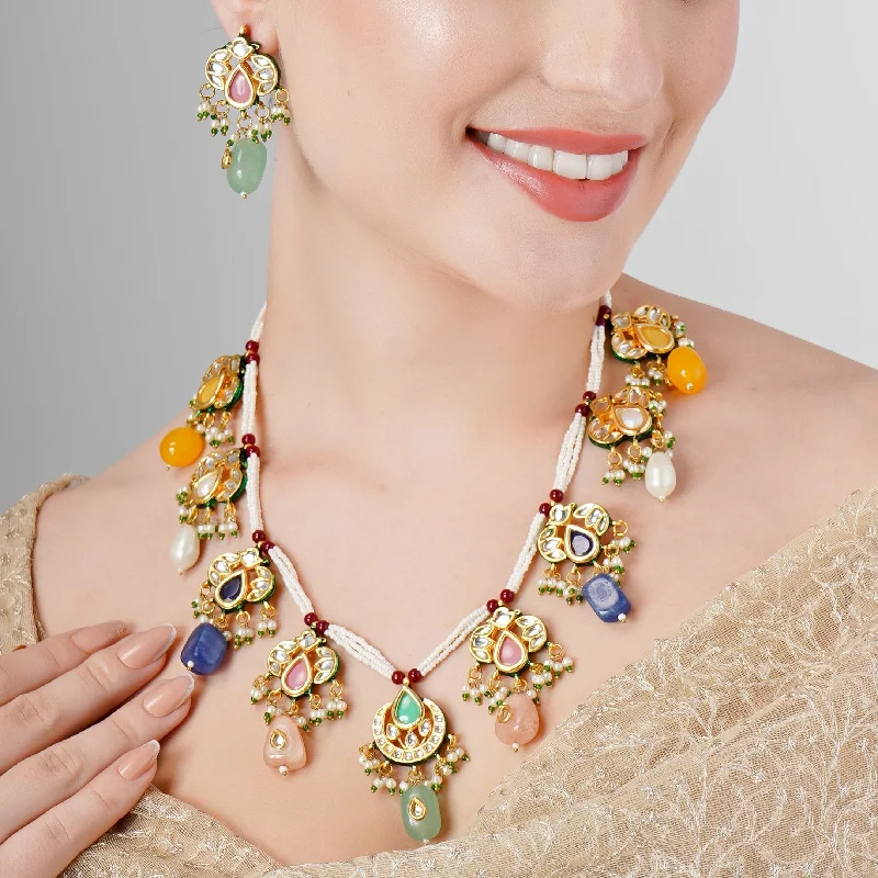 ETHNIC KUNDAN MEENAKARI MULTICOLOUR NECKLACE SET