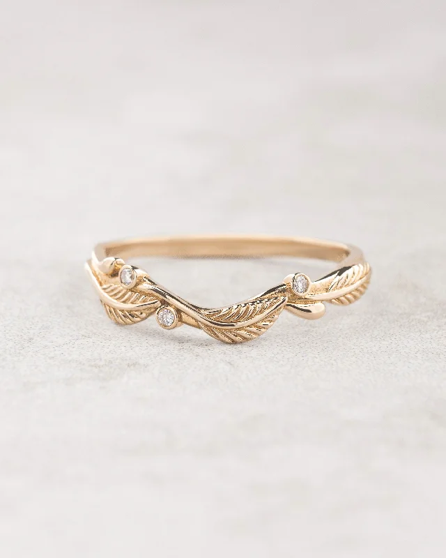 Twig wedding ring with diamonds, matching band for Azalea